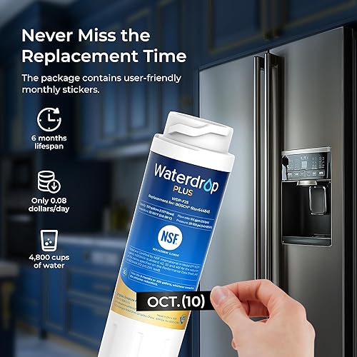 Miniatura 8 de Waterdrop Plus 644845 Filtro de agua para refrigerador certificado NSF 401 y 53 y 42, repuesto para Bosch 11034152, 9000077104, UltraClarity