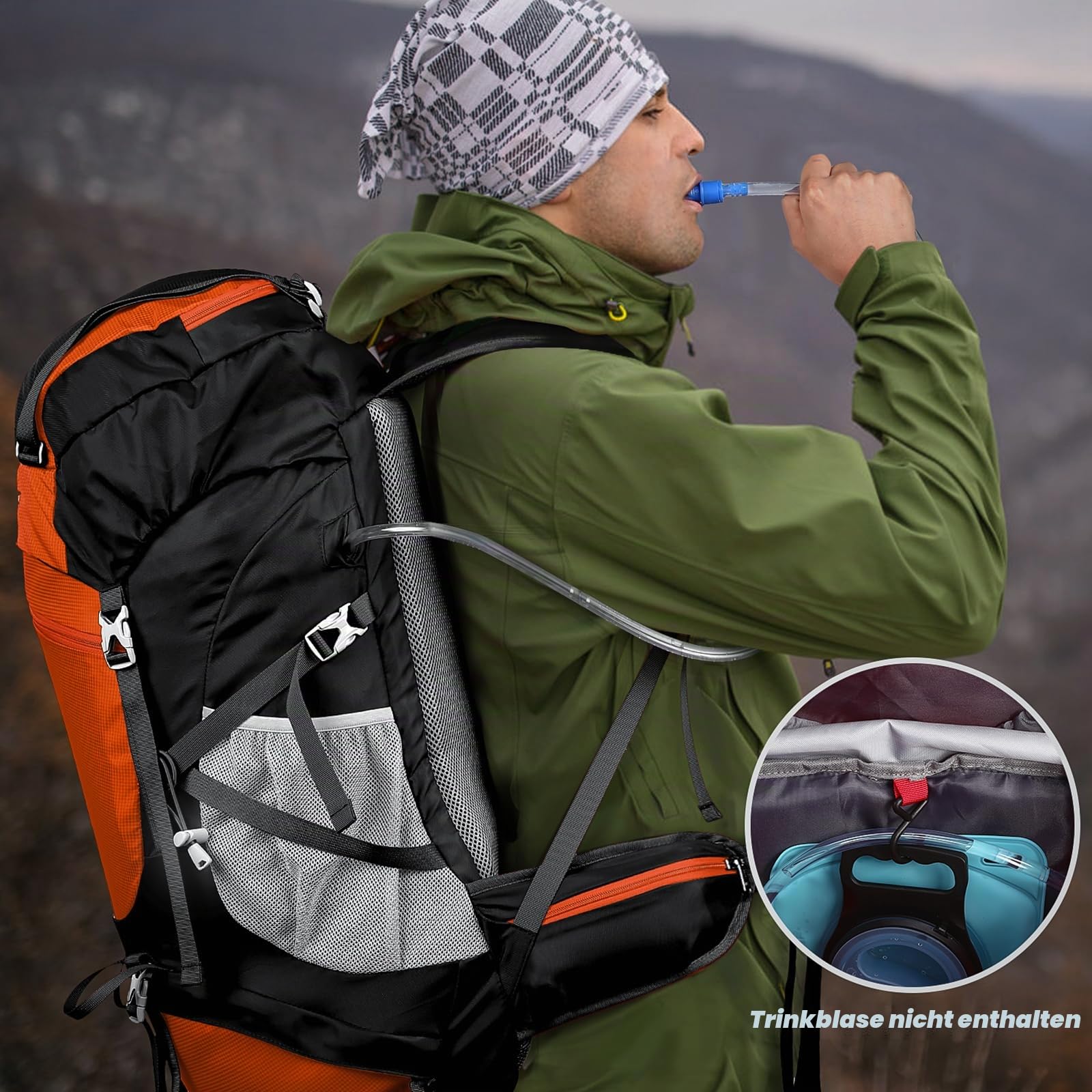 HOMIEE Wanderrucksack Herren Damen 45L Wasserdichter Rucksack Leichter Trekkingrucksack Groß Reiserucksack Sportrucksack mit Reflexstreifen für Campingplätze Radfahren Bergsteigen Reisen