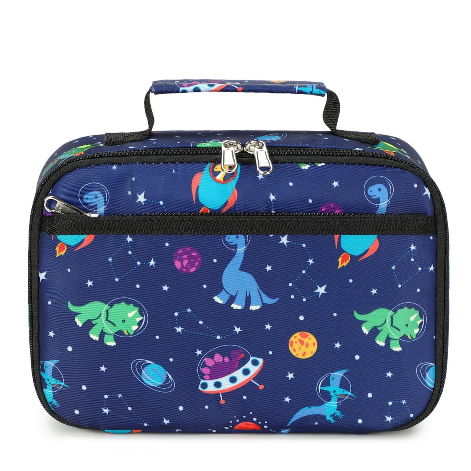 CAMTOP Lunch Box Kids Boys Insulated Lunch Cooler Bag Reusable Lunch Tote Kit for School Travel (Blue Dinosaur)