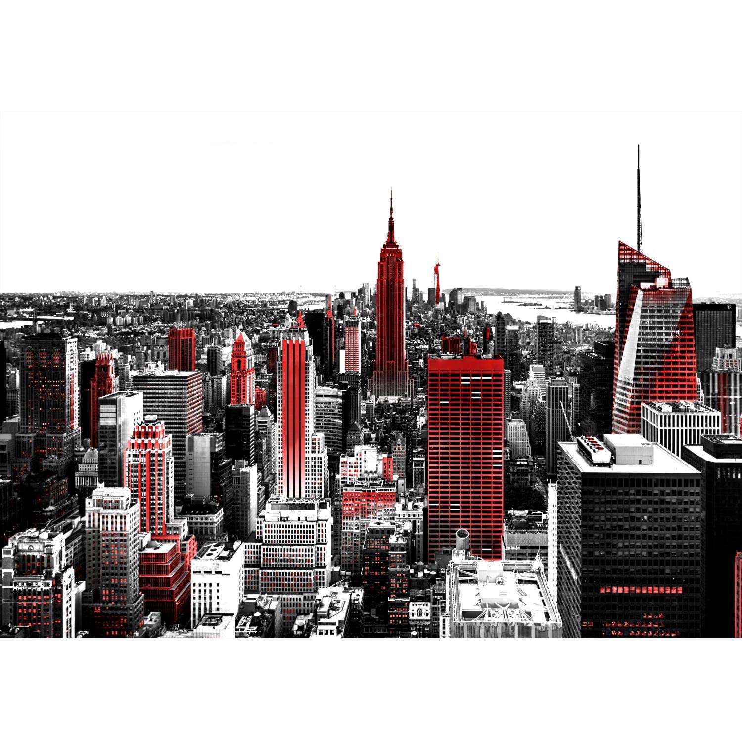 Runa Art F Wallpaper 396 X 280 Cm New York Non-Woven Decoration Print Wall Mural Living Room - Made In Germany - Red Black 9202012A