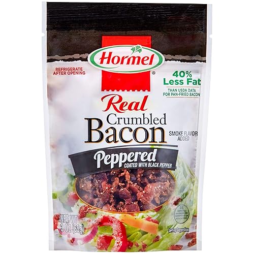 HORMEL Real Peppered Bacon Crumbles, bolsa de 3 oz (8 paquetes)