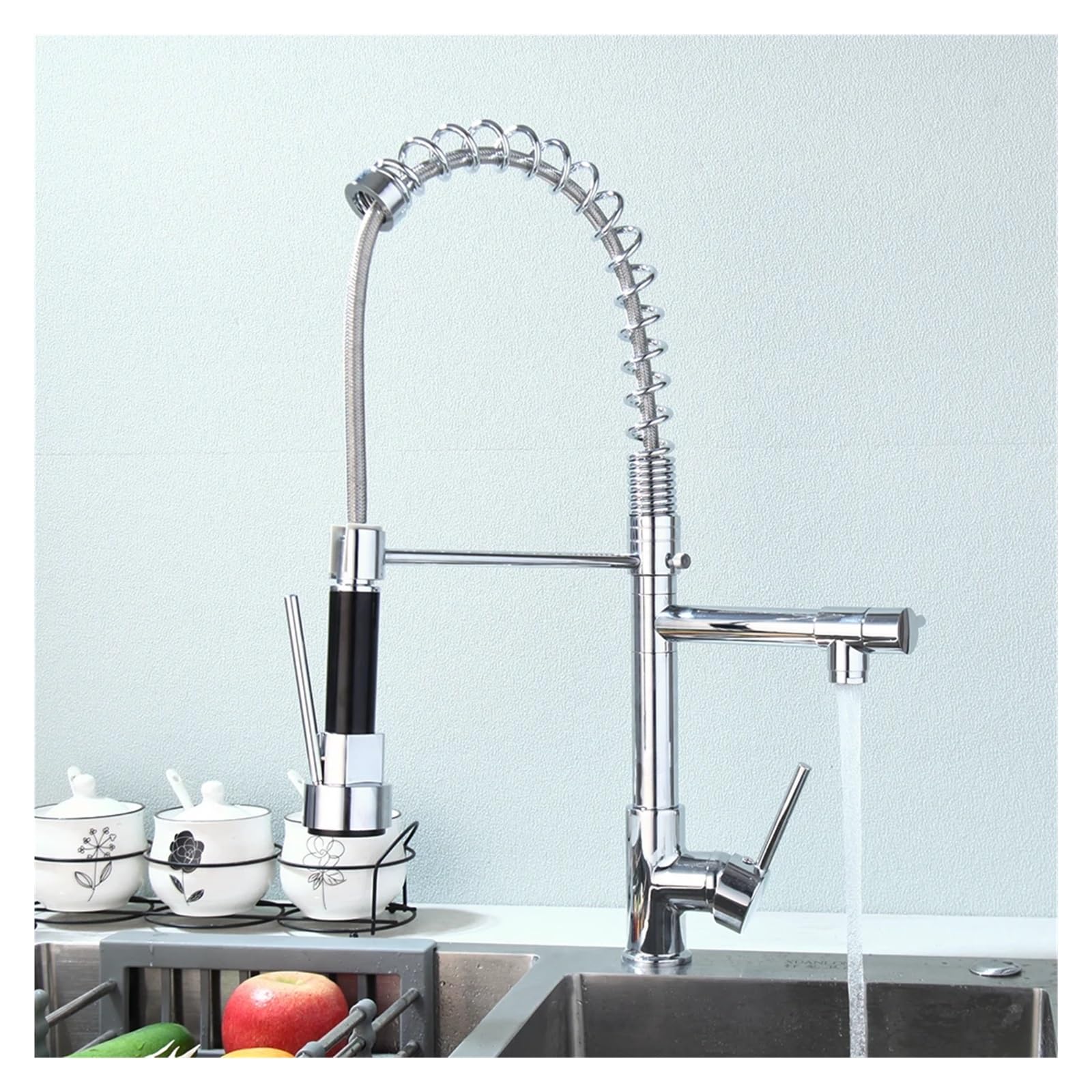 Robinet d'évier de cuisine extractible mitigeur chaud froid pour montage sur pont