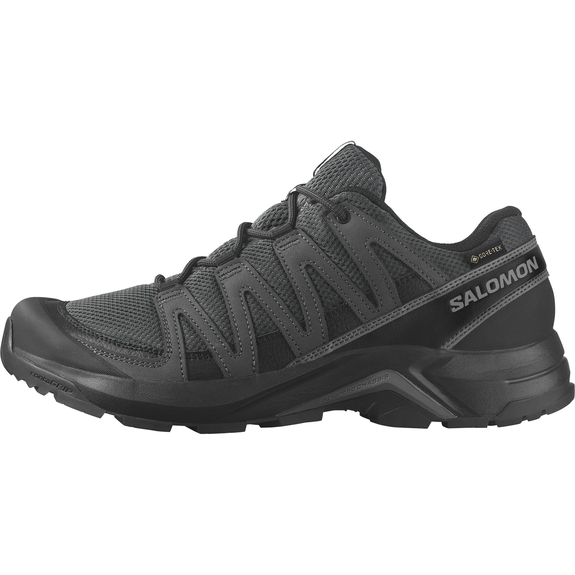 Salomon Men's X-Adventure Recon Gore-Tex Hiking Shoe, Waterproof Traction and Support for Fast Hikes & Mixed Terrain - Asphalt/Castlerock/Black - 9 Wide