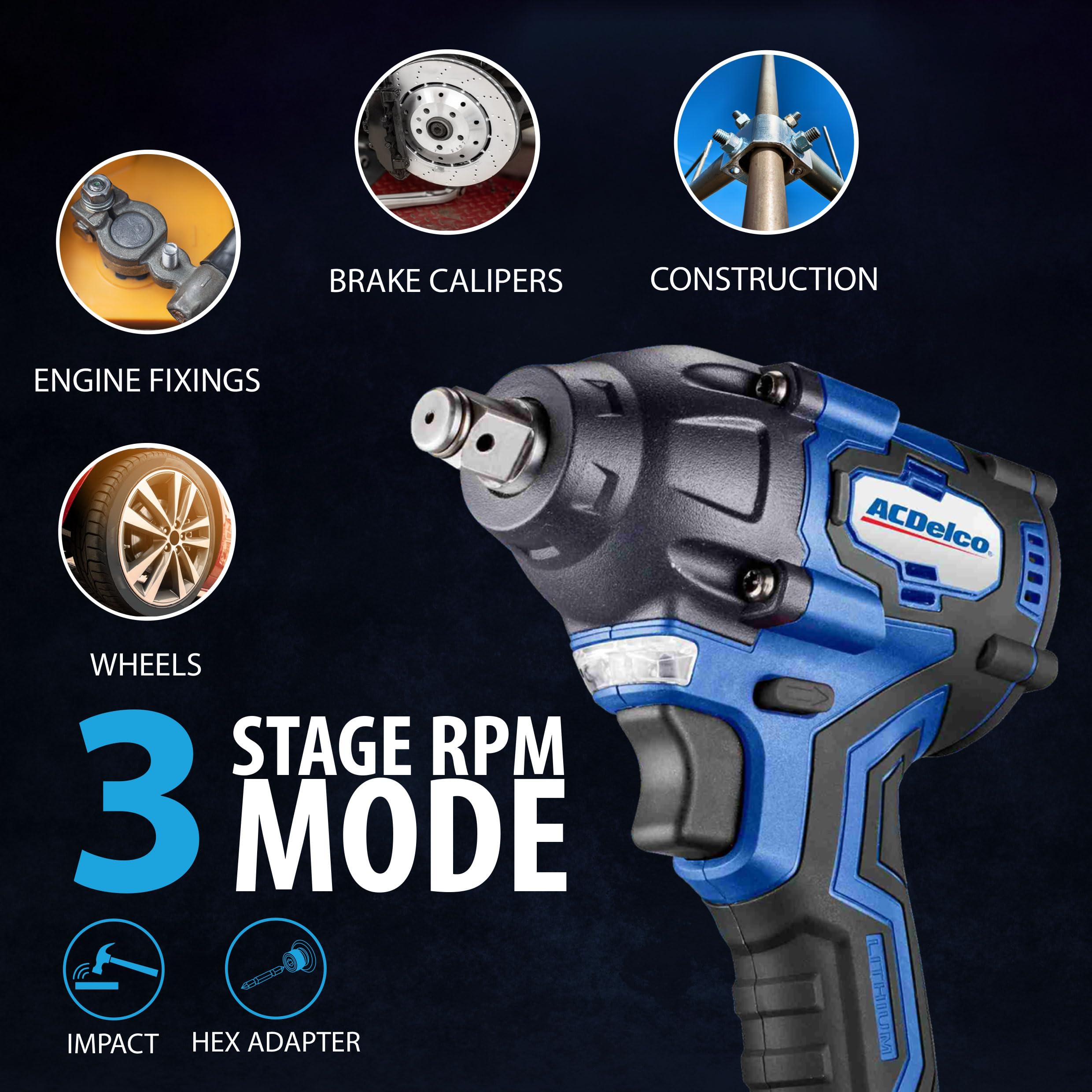 ARI20132-K1G 20V ACDelco ARI20132 Brushless Impact Wrench and ARD20137 Drill/Driver Combo Kit - Image 4