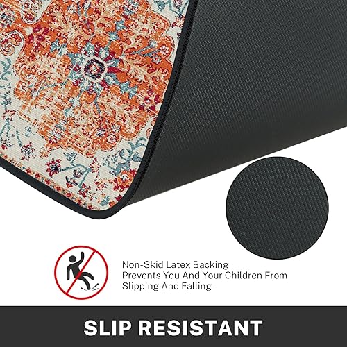 Miniatura 5 de Juego de 2 alfombras y tapetes de cocina bohemios, antideslizantes, lavables, con patrón étnico abstracto floral Ikat, tapetes de cocina para piso,