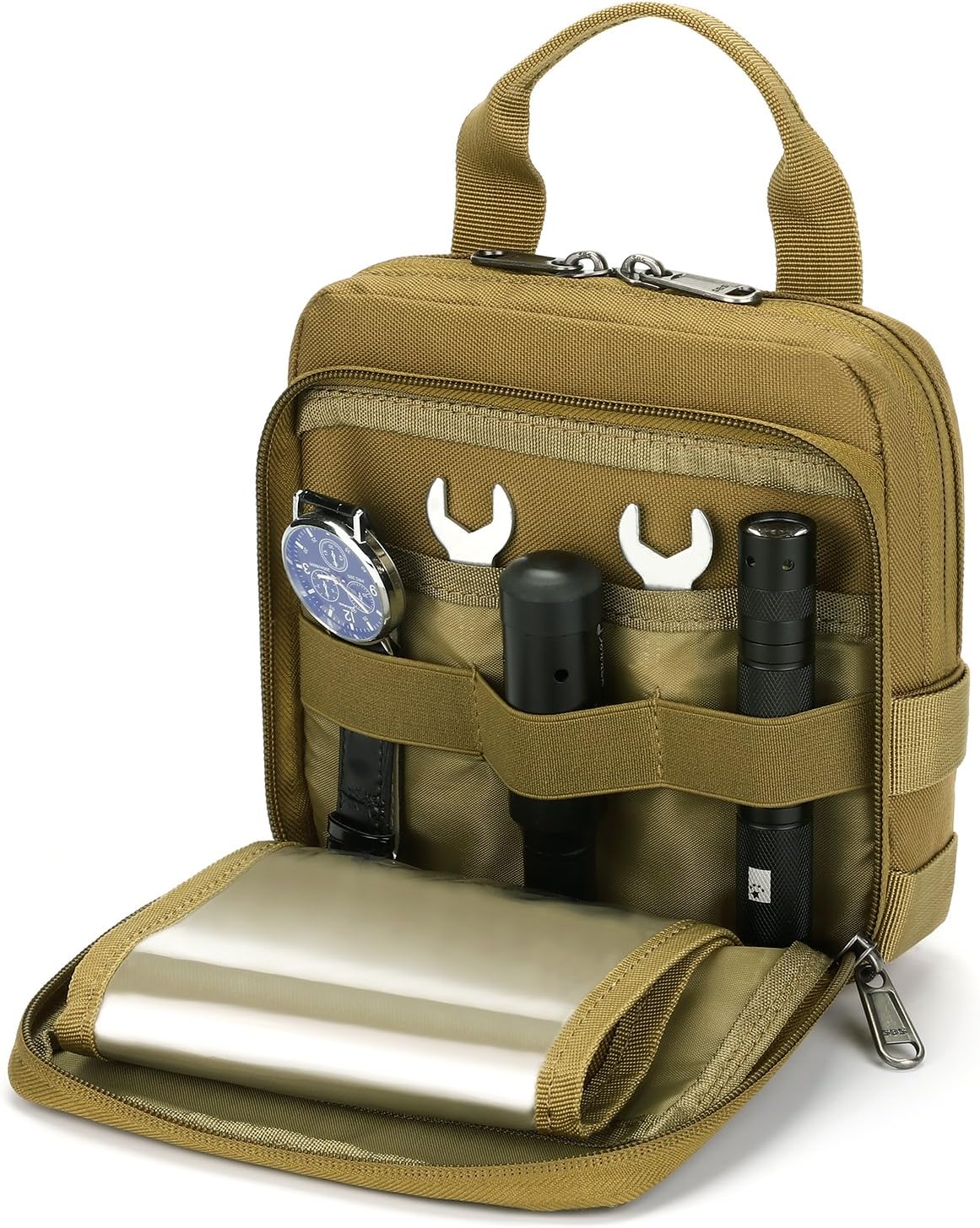 Barbarians Tactical Admin Pouch, MOLLE Military Tool Map Bag Organizer Khaki