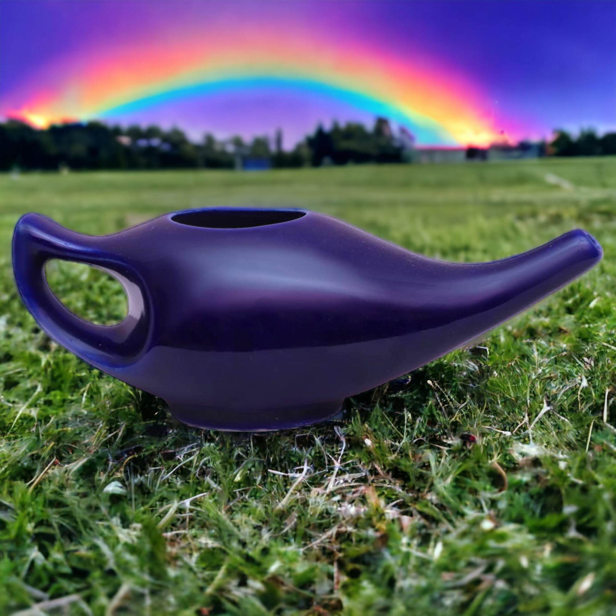 GoodsHealthShop Porcelain Ceramic Neti Pot Drak Blue Color for Nasal Cleansing Sinus and Passages for Optimal Health | Compact and Natural Treatment (Blue Color)-image-31