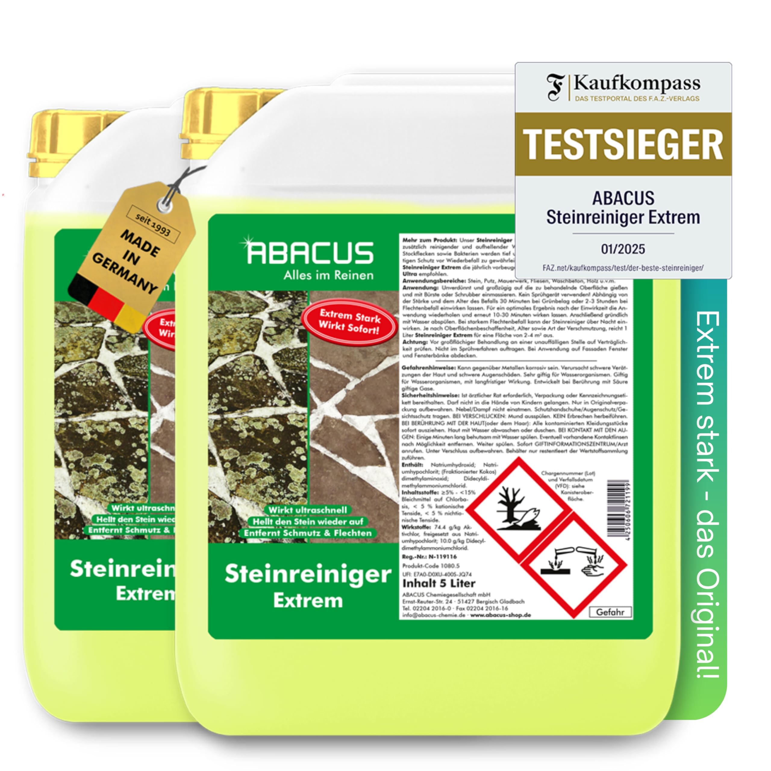 ABACUS Steinreiniger Extrem – Steinreiniger Intensiv außen mit Sofortwirkung