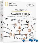 National Geographic Magnetic Marble Run - 75-Piece STEM Building Set for Kids & Adults, Magnetic Track & Trick Pieces, Marbles, Magnetic Marble Maze