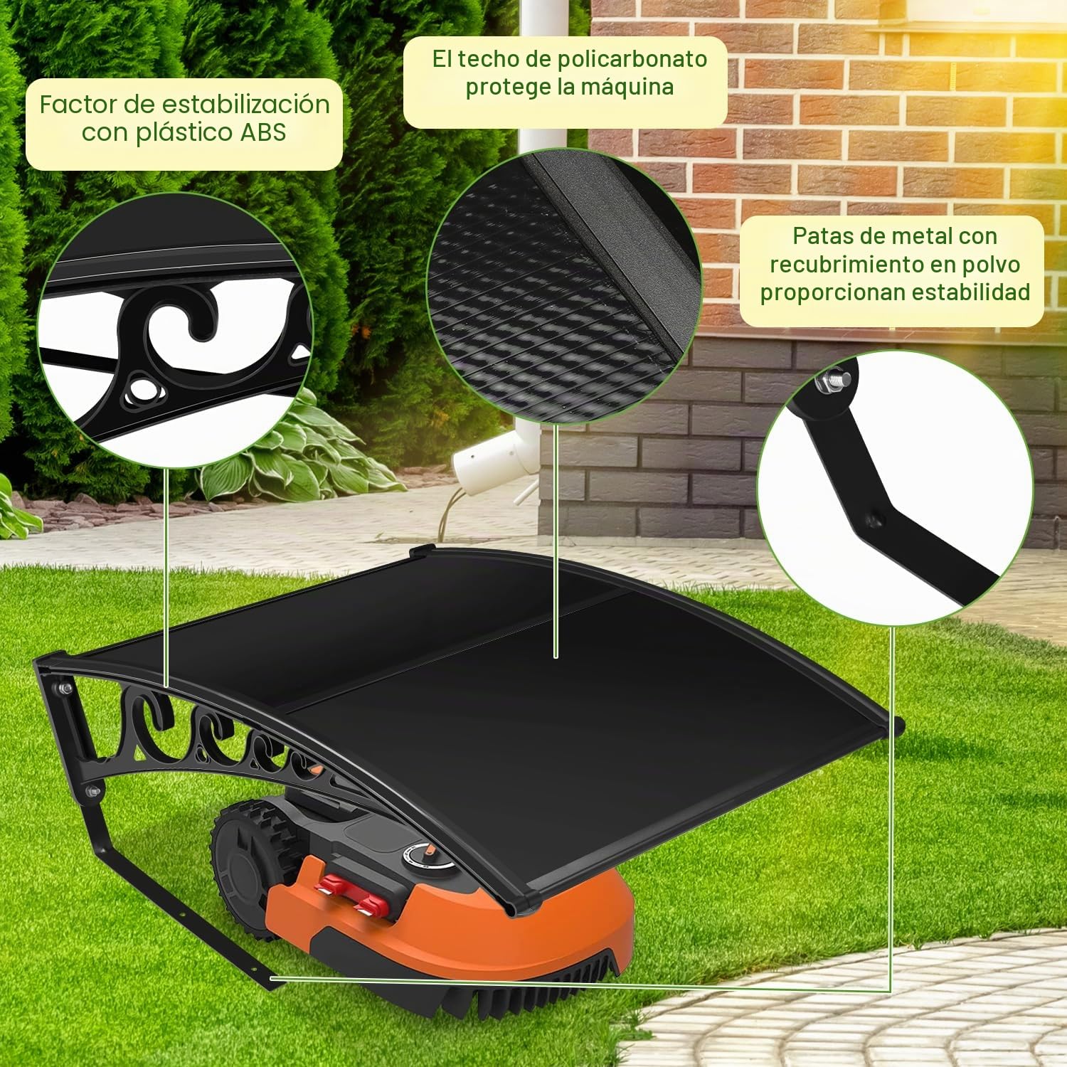 Garaje para robot cortacésped, garaje para robot cortacésped de plástico PP, casa resistente a la lluvia con protección UV para robot cortacésped, protección meteorológica para robot