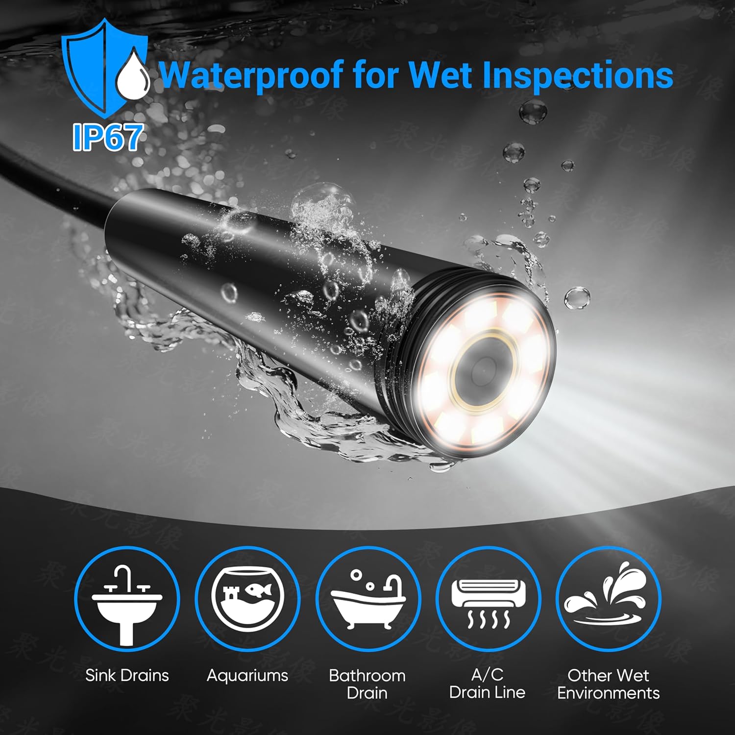 Endoscope Camera with Light,1920P HD Borescope with 8 Adjustable LED Lights, Endoscope with Semi-Rigid Snake Cable, IP67 Waterproof Inspection Borescope for iOS and Android-16.4ft Single Lens - Image 4