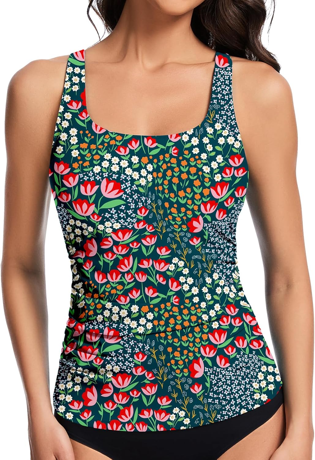 Soneven Women's Swim Shirt UPF 50+ Ruffle Sleeve Rash Guard UV Sun Protection Swimsuit Top Bathing Suit No Bottom