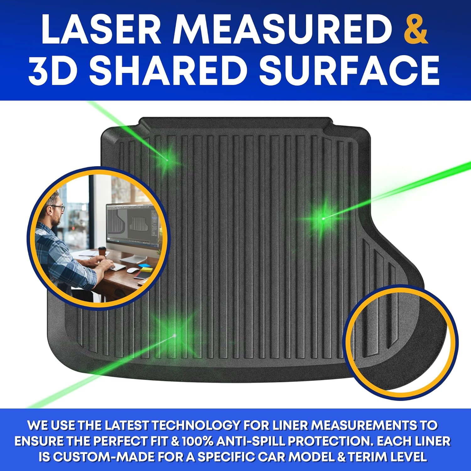 Premium Cargo Liner for Lexus ES350 2013-2018 - 100% Protection - Custom Fit Car Trunk Mat - All-Season Black Cargo Mat - 3D Shaped Laser Measured Trunk Liners for Lexus ES350 2013-2018.