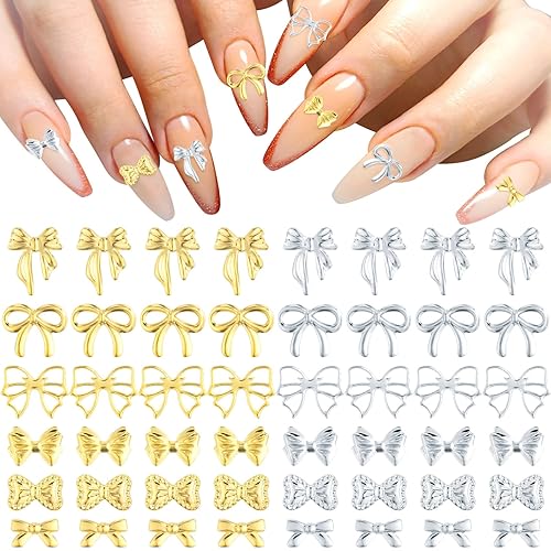 Miniatura 8 de 280 lazos de uñas 3D, lazo blanco y negro, lindo dije de mariposa de resina, perlas acrílicas para uñas, diamantes de imitación, decoración de San