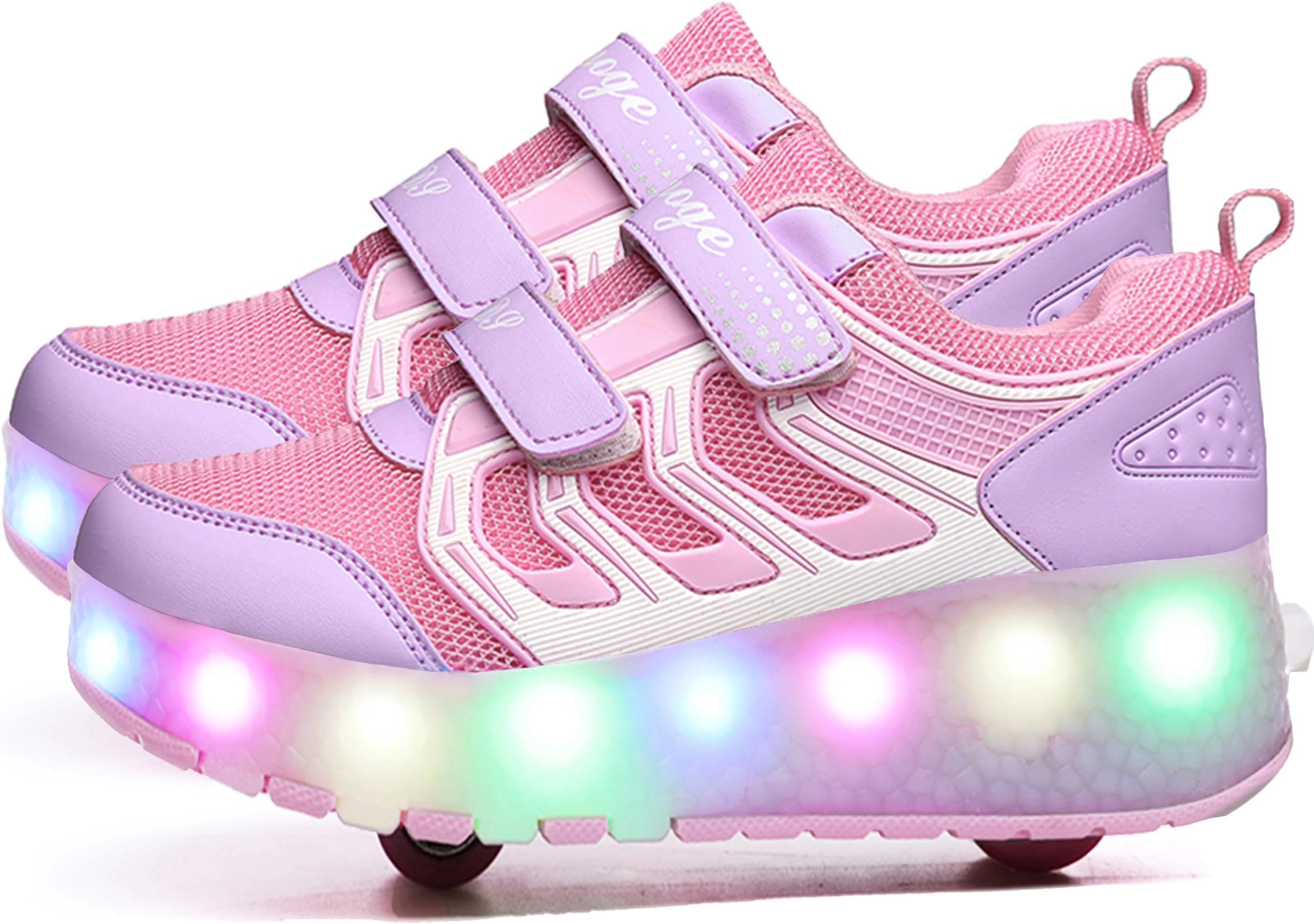 USB Chargable LED Light Up Roller Shoes Wheeled Skate Sneaker Shoes for Boys Girls Kids