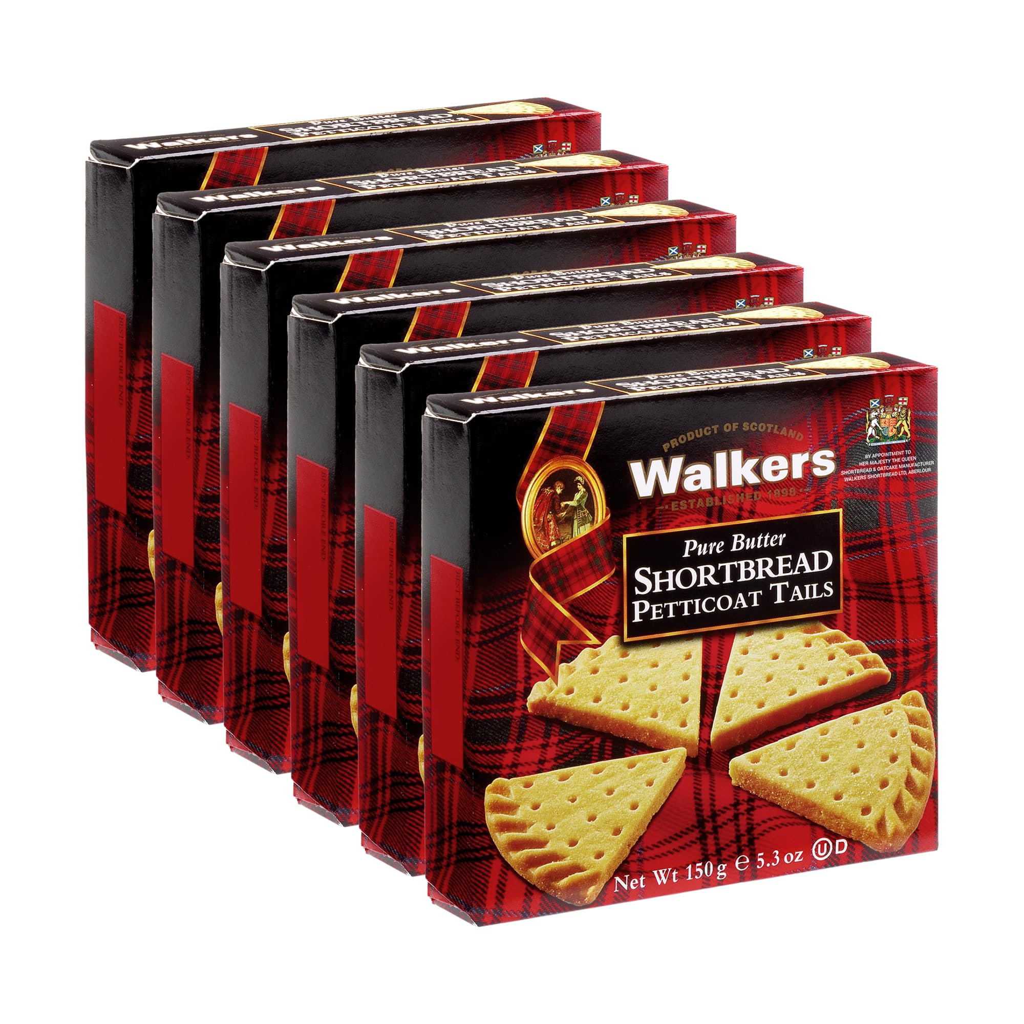Walker's Shortbread Petticoat Tails Cookies, All-Butter Shortbread Cookies, 5.3 Oz Box (Pack of 6)