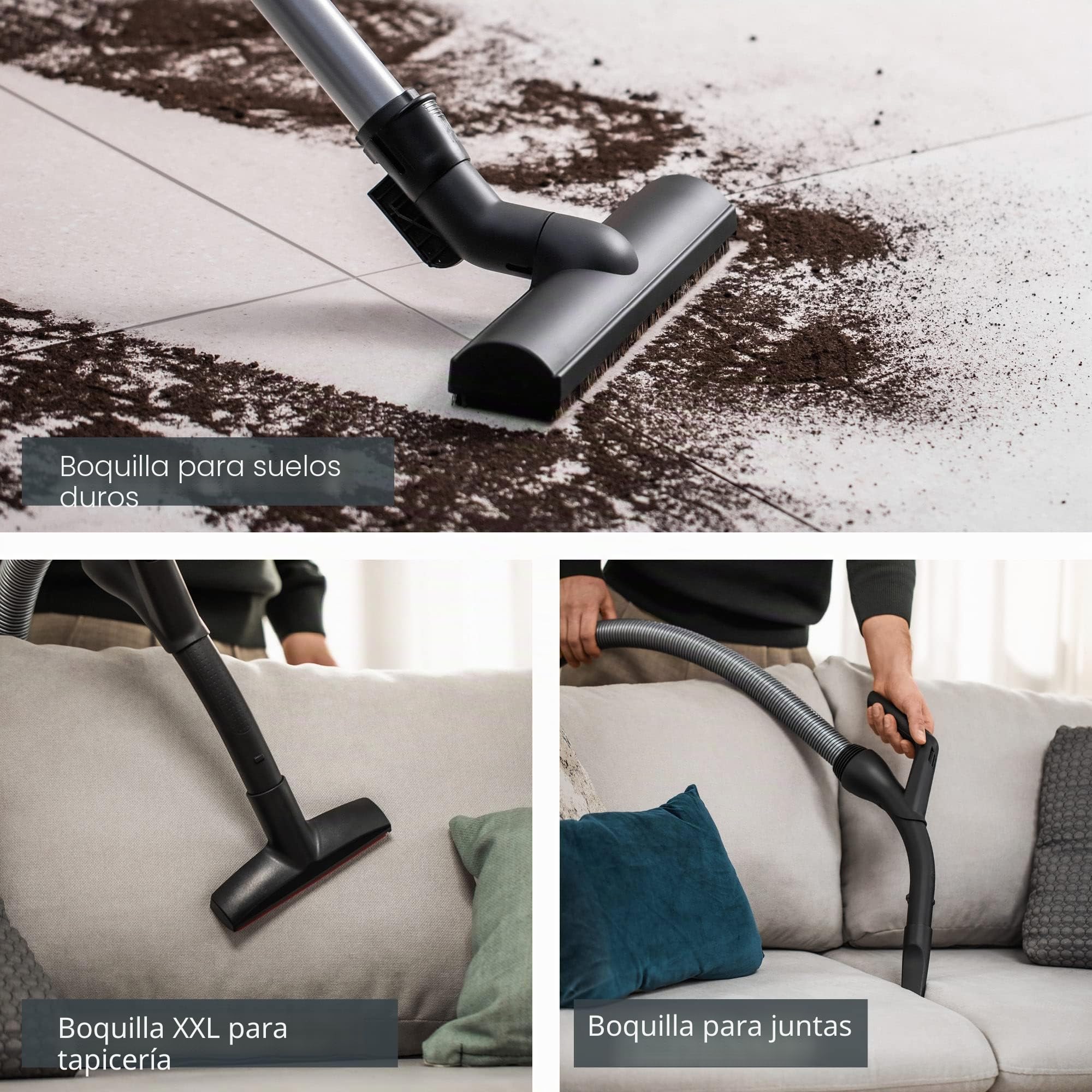 Siemens Aspirador con bolsa Z 7.0 VSZ7442S ideal para alérgicos, filtro higiénico Plus, extremadamente silencioso, boquilla de suelo para parqué, alfombra, baldosas, cable largo, boquilla XXL,