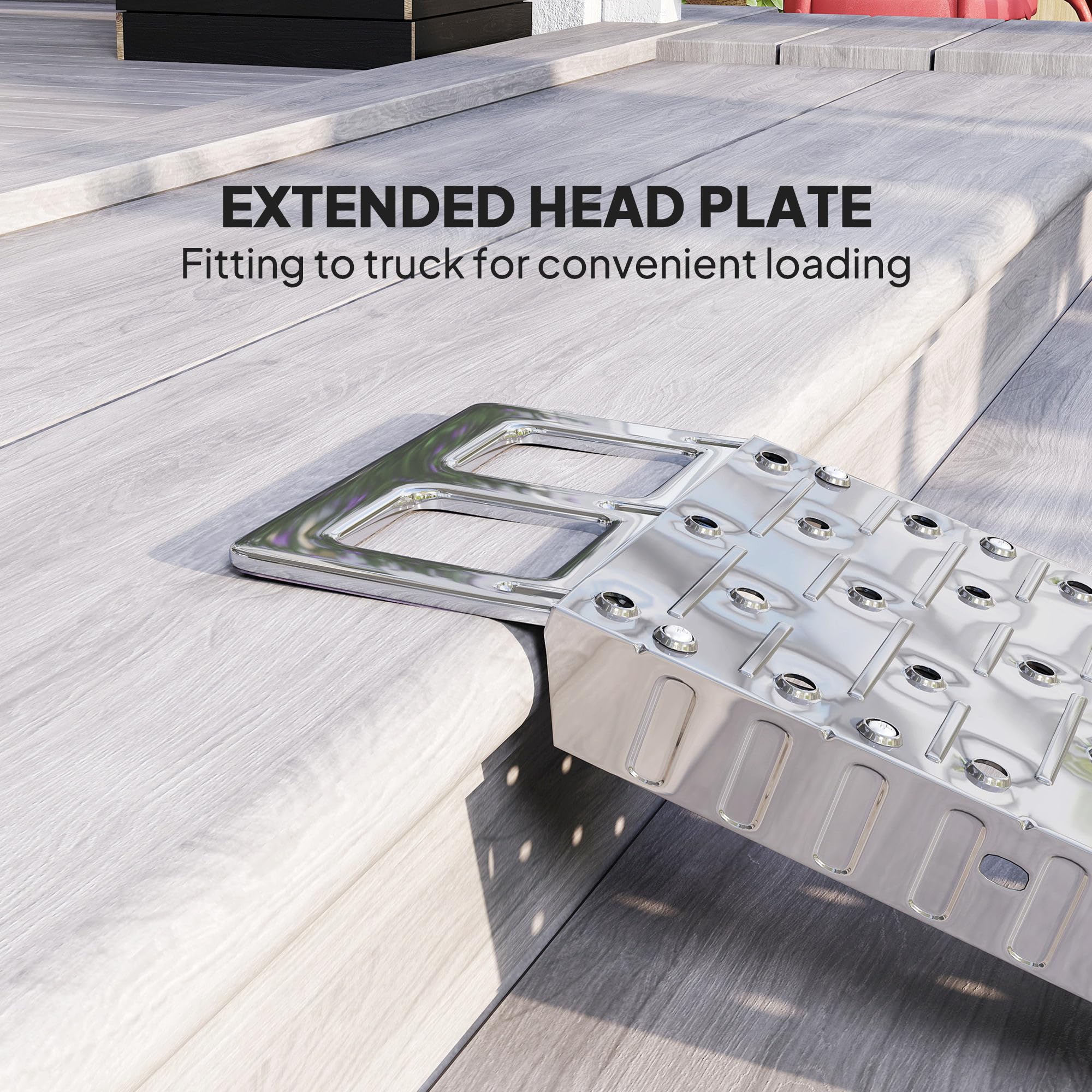 HOMCOM Rampa de carga plegable de acero con carga máxima de 230 kg, que ahorra espacio Rampa antideslizante para motocicletas con ruedas de 22 cm de ancho, para motocicletas y bicicletas, 190x22x8 cm,