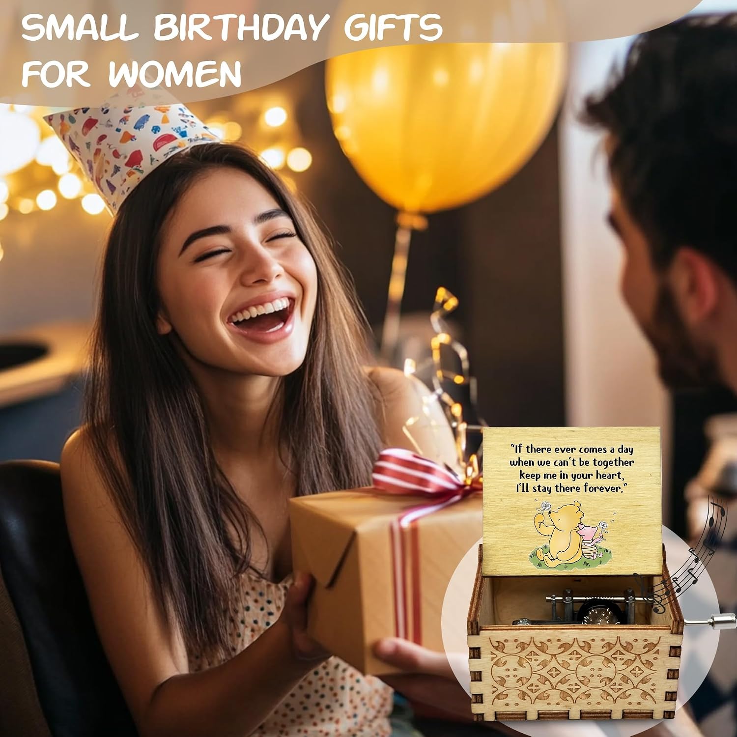 Best Friend Wood Music Box Gifts for Women, for Christmas Birthday, If There Ever Comes a Day.