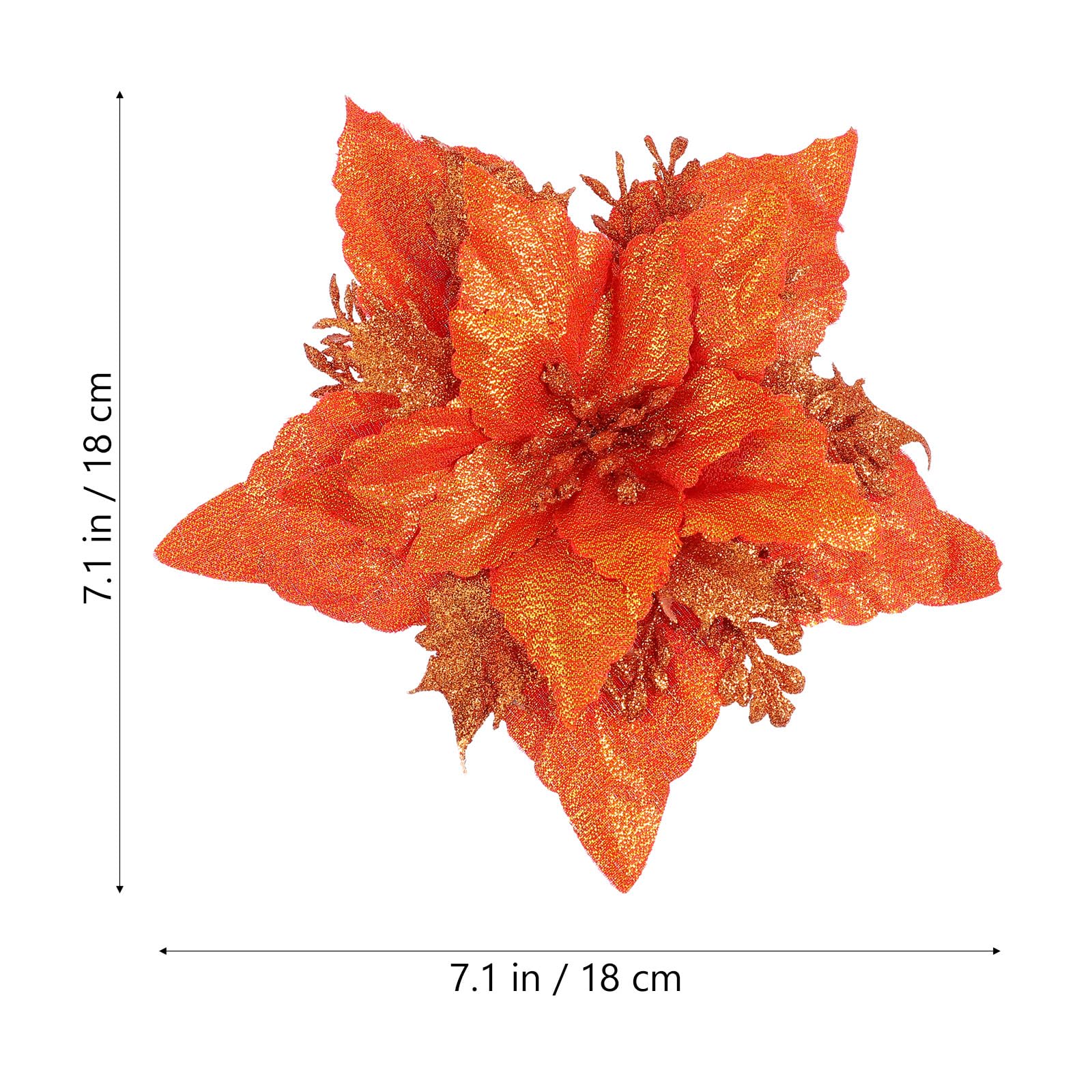 Toddmomy 6pcs Artificial Poinsettia Flower Simulated Wreath Flowers Decorative Floral Accessories Christmas Tree Ornaments for Home Party (Orange) - Image 2