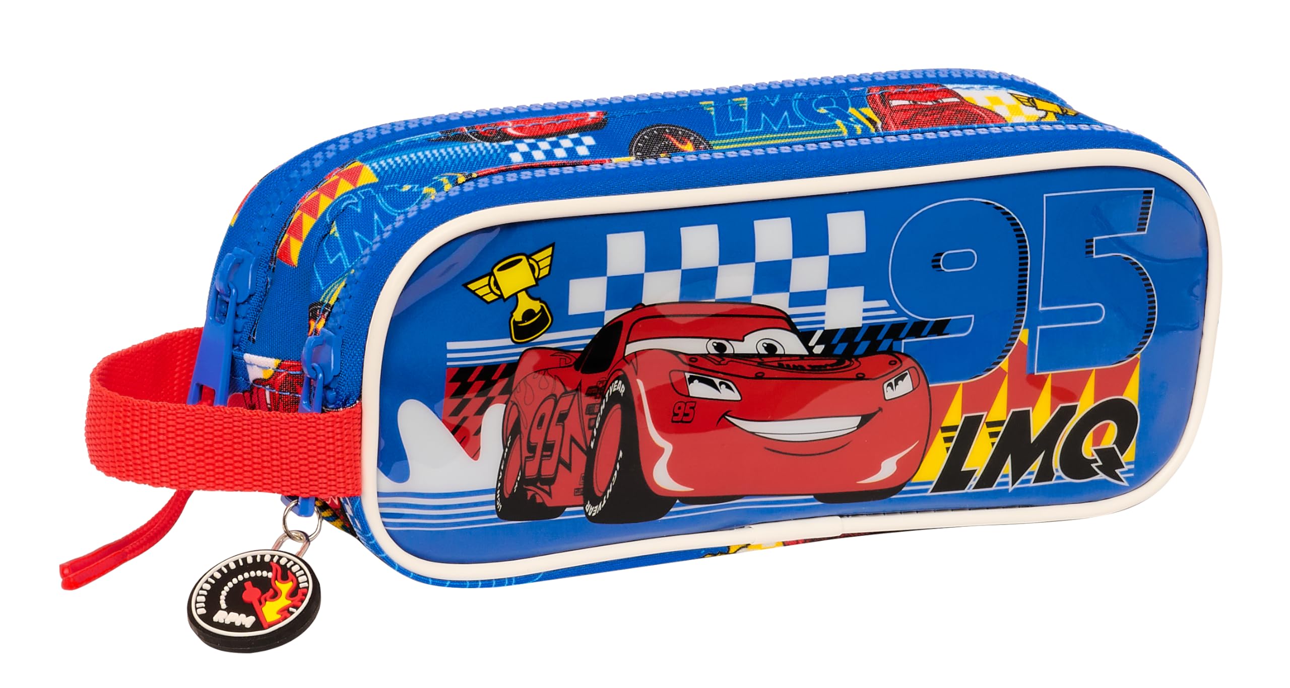 Safta CARS RACE READY - Portatodo Doble Niño, Estuche Infantil, Estuche Niño, Ideal para Niños en Edad Escolar, Cómodo y Versátil, Calidad y Resistencia, 21x6x8 cm, Color Azul Eléctrico