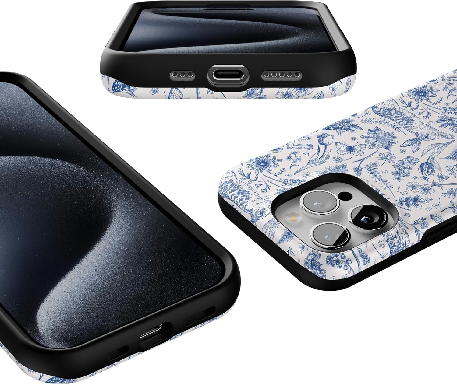 Casely iPhone 15 Pro Case | Hop & Bloom | Bunny Toile | Bold Protective Design | Compatible with MagSafe