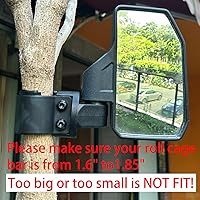 Vista 3 de Espejo retrovisor lateral universal todoterreno UTV para Pioneer Polaris 900 1000 Kawasaki Can Am John Deere con barra de jaula antivuelco de 1.6
