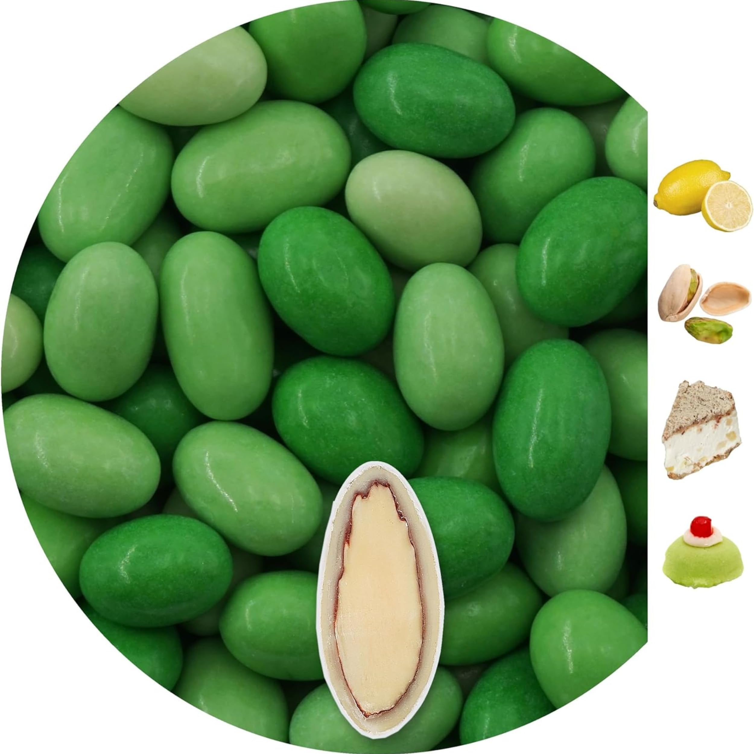 EinsSein 1kg Dragees amandes au chocolat Mélange de saveurs Mix vert brillant | ca. 160 pièce Dragées Mariage Baptême Communion Célébrer Fête Candybar | cadeaux d’invités | Amandes | Badem sekeri