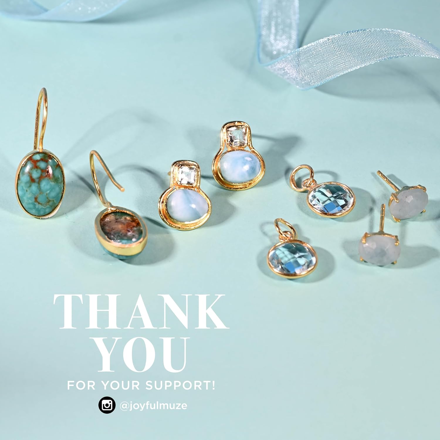 Gemstone Larimar Green Amethyst Post Stud Earrings in Sterling Silver 925, 18K Yellow Gold, Handmade Birthday Earrings for Women, Natural Stones - Image 9