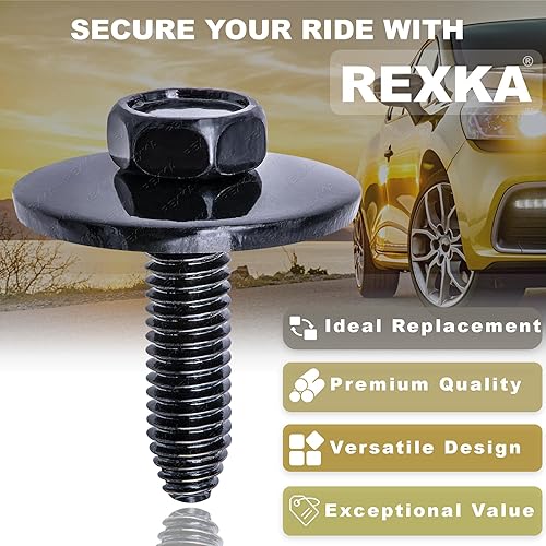 Miniatura 6 de Rexka 10 unids M6-0.039 x 0.984 in cabeza hexagonal Sems Fender parachoques cuerpo pernos para GM 11503982 11504493 11609989 Buick Cadillac