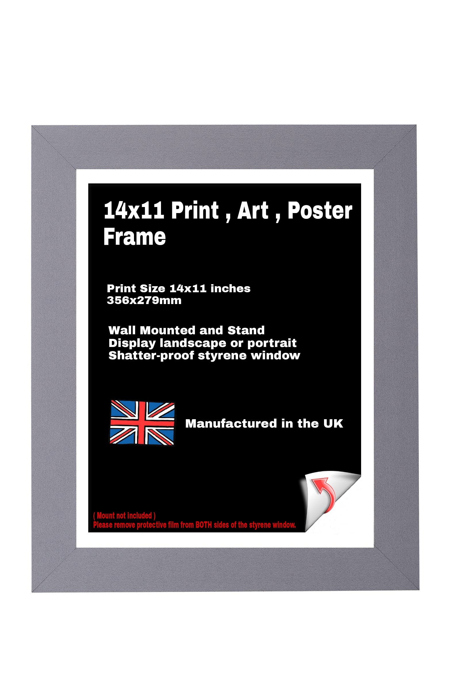 14x11 Picture Frames (Grey Picture Frame) - Modern and Sleek Design - Home/Office Decor - Wall hanging