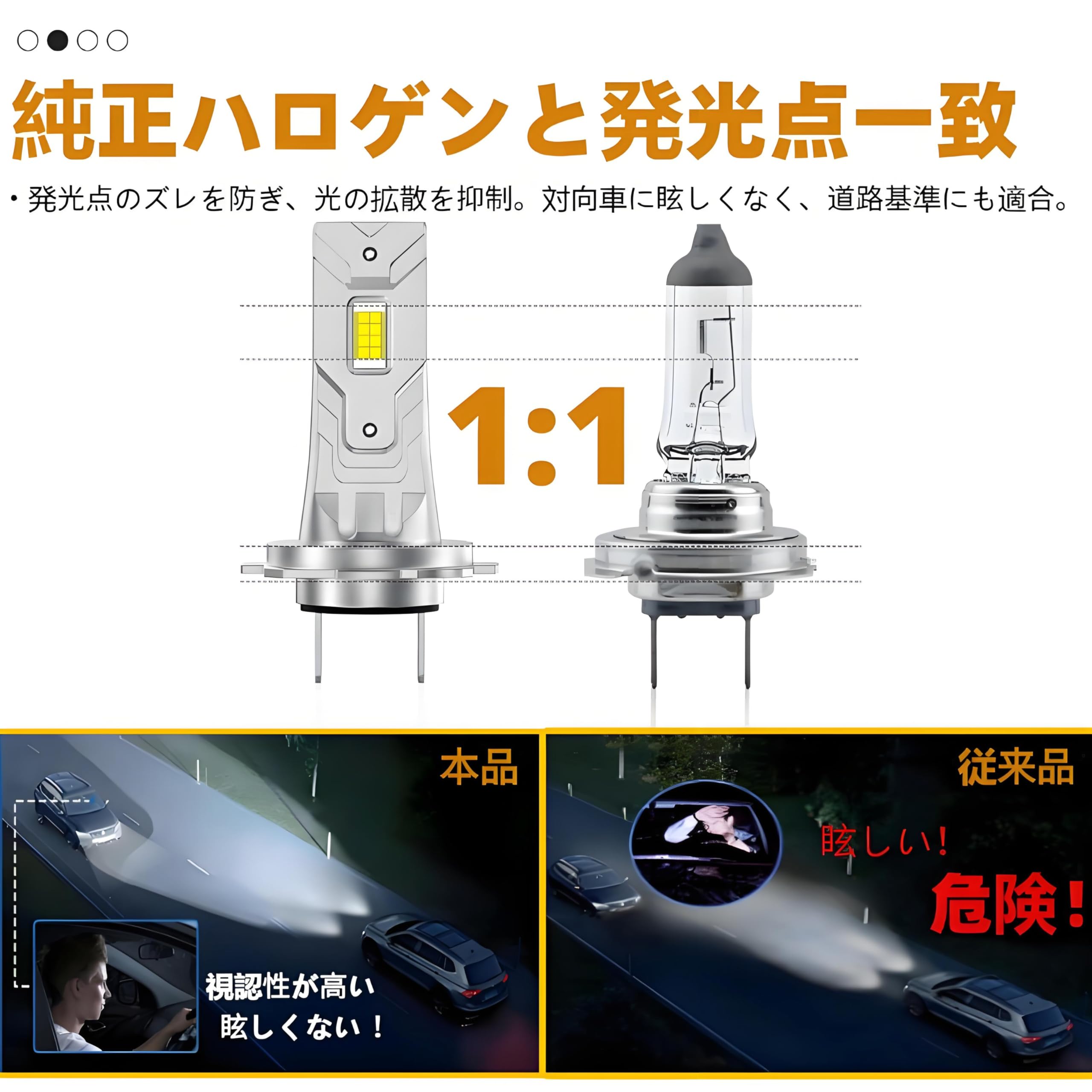 Amazon | H7 LED ヘッドライト Hi/Lo 18000LM 6000K 車検対応 ホワイト