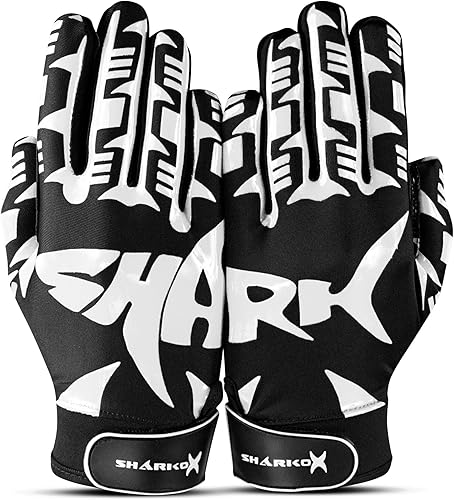 SHARKOX Guantes de fútbol antideslizantes, guantes de receptor ancho con alto agarre, tamaños perfectos para adultos y jóvenes, guantes de fútbol