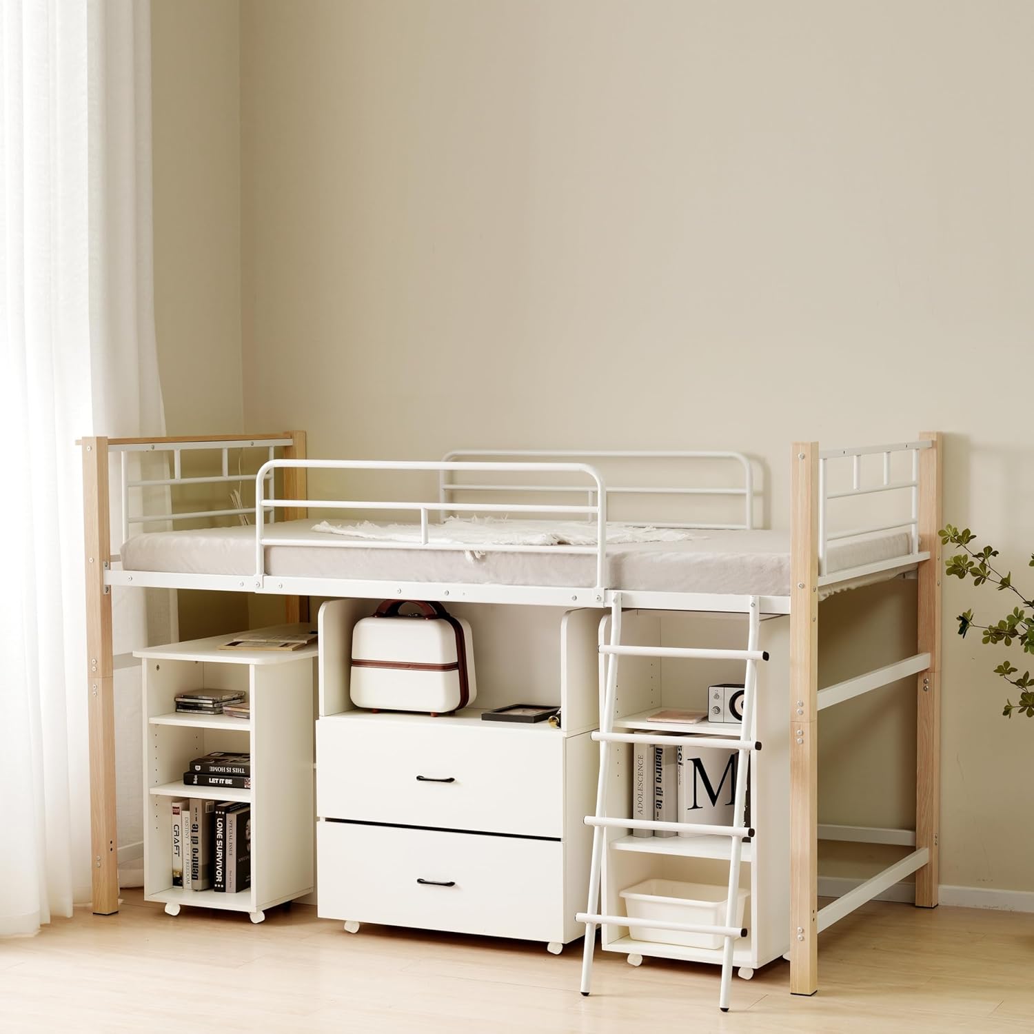 STPZHXC システムベッド 4点セット ロフトベッド+デスク＋収納ラック＋