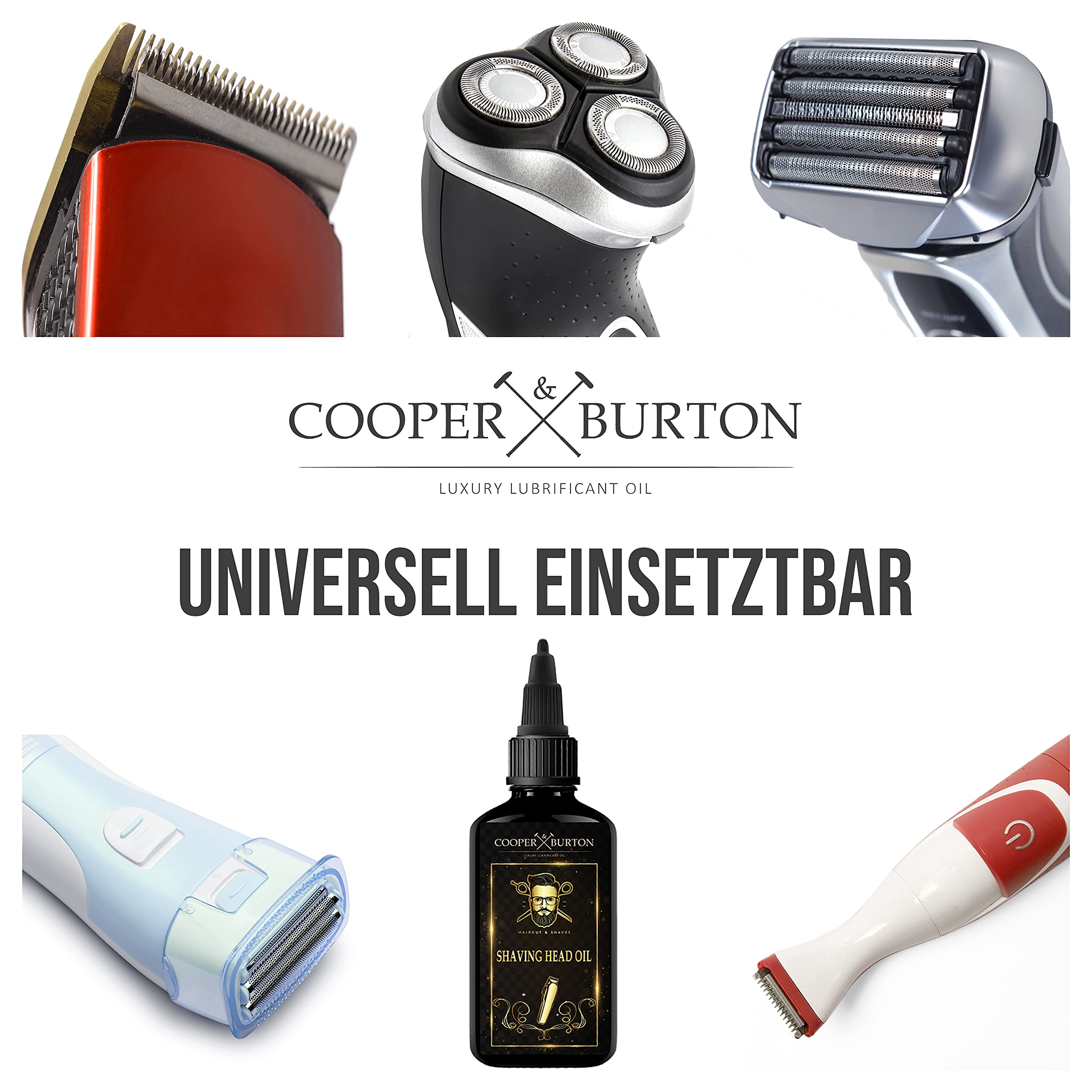 COOPER & BURTON zestaw do czyszczenia głowic golących i olejowych i głowic golących jako ekonomiczny zestaw do pielęgnacji maszynki do strzyżenia włosów, ostrzy do strzyżenia włosów i usuwania sierści