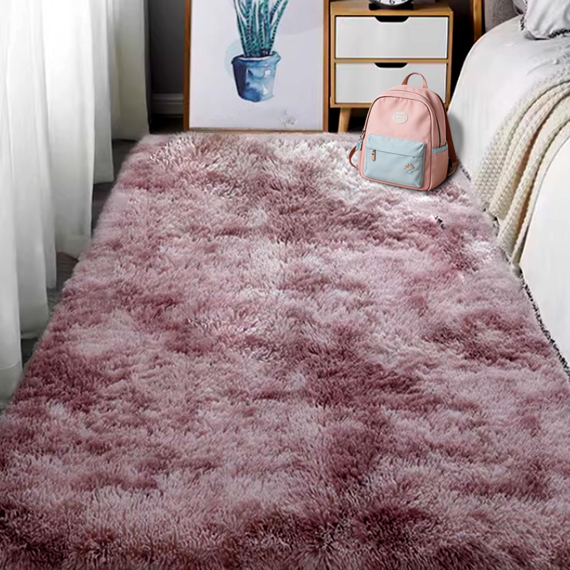 Tapis à poils longs de salon 260x300 cm moelleux et antidérapant haut de gamme