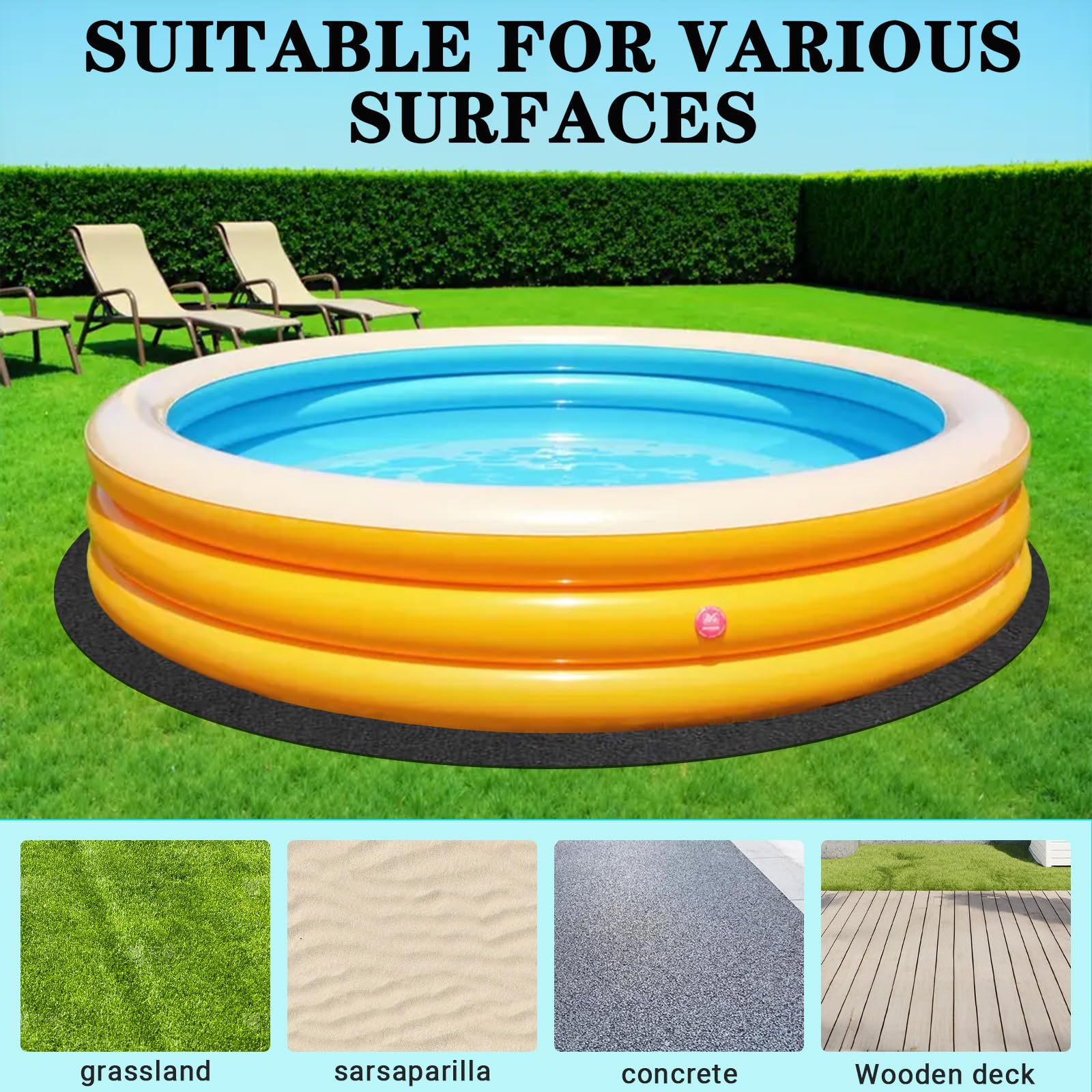 Tapis de Sol Piscine Rond, Tapis sous Piscine Hors Sol Résistante aux Perforations