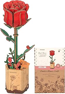Comprar ROWOOD Puzzle 3D DIY Flor de Madera Maqueta de Flores Artificiales para Montar Adultos (Red Rose)