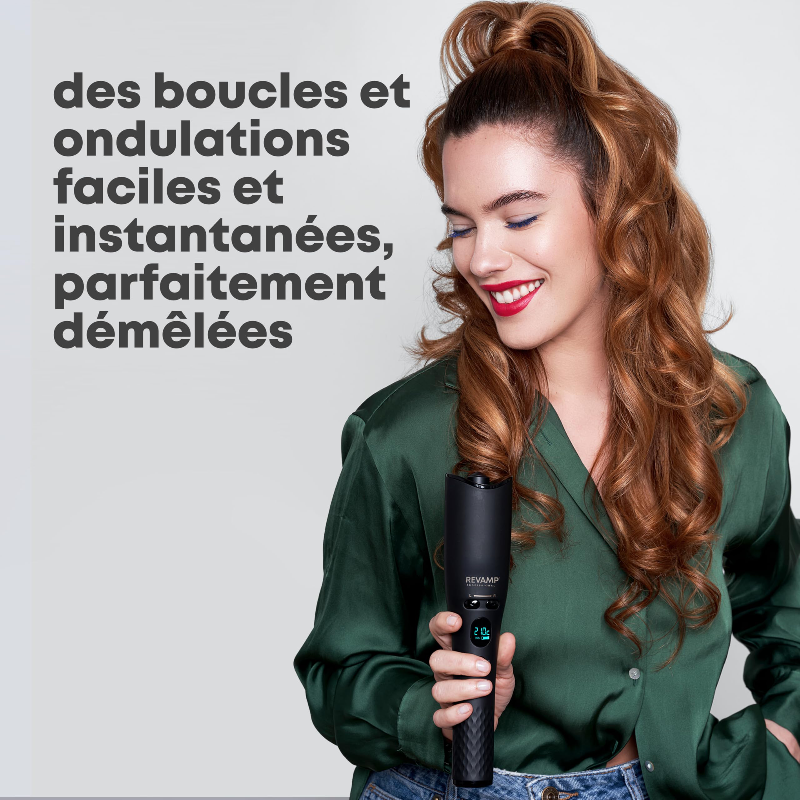REVAMP iGEN Hollywood Curl Boucleur Sans Fil, Boucleur Automatique Rotatif – Barillet Céramique et Ionique pour Boucles Définies et Ondulations de Plage – Outil Rotatif, Fer à Ondes Stylées