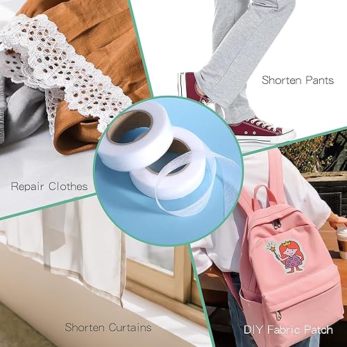 Miniatura 7 de Cinta de fusión de tela, cinta de dobladillo para planchar, cinta de dobladillo de fusión de doble cara, adhesivo duradero para faldas, jeans, ropa,