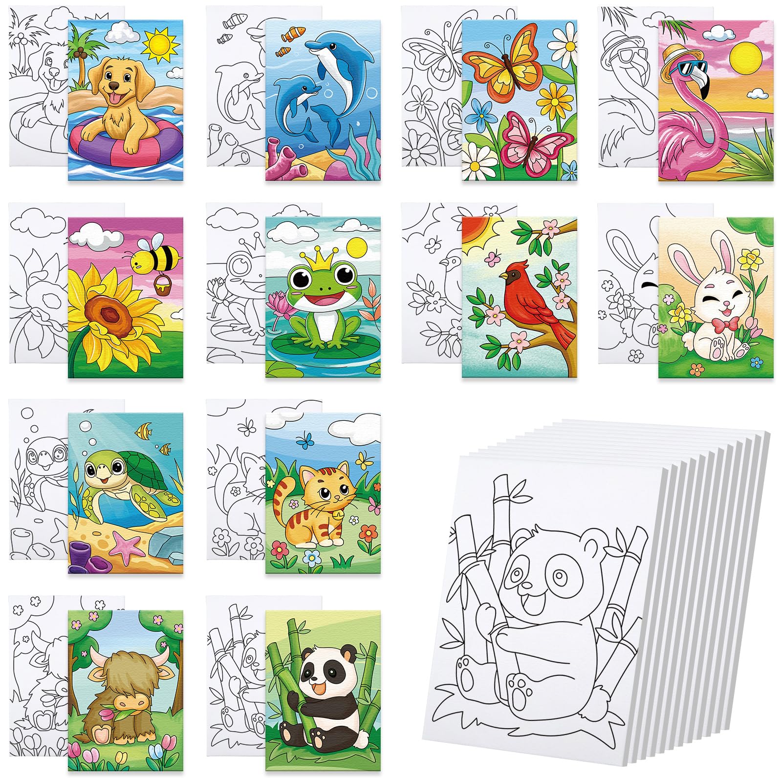 Anseal Malleinwand Set 12 Stück - Vorgezeichnete Leinwände 10x10cm Weihnachten