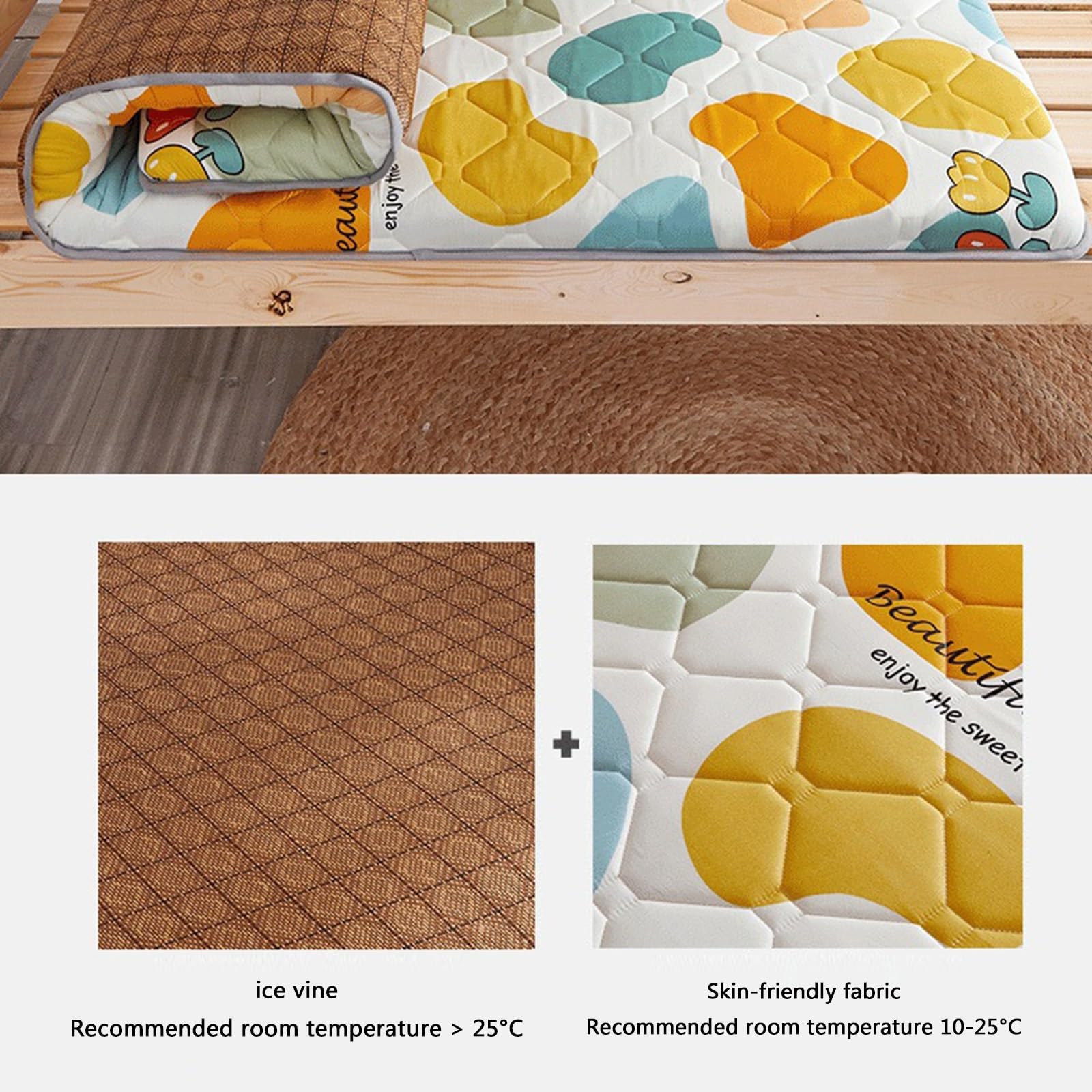 Japanische Futon-Matratze, Rattan-Matte Für Zwei Zwecke, Aufrollbare Matratze, Tatami-Matte, Tragbare Und Faltbare Camping-Matratze, Matratze Für Studentenwohnheime (Color : A, Size : 120x200cm)