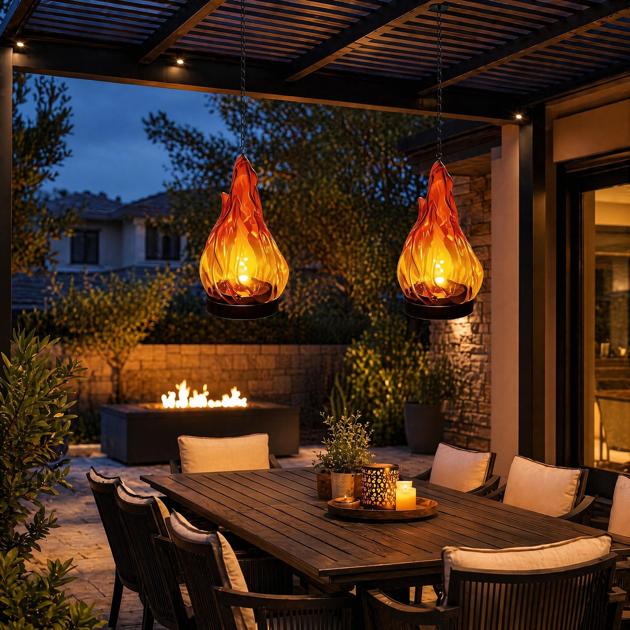 Solar Lights Outdoor,Solar Flame Lanterns,Waterproof,Flame Flickering Mode