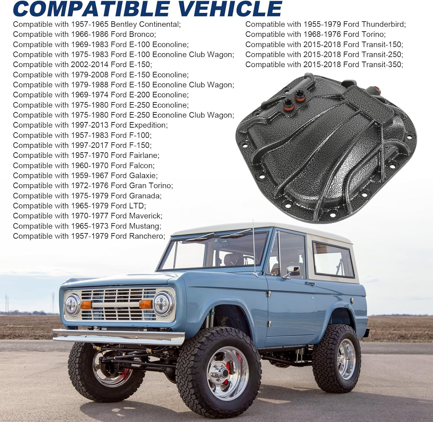 9.75 Differential Cover Compatible with Ford Lincoln Rear Diff Cover & Hardware #10023539