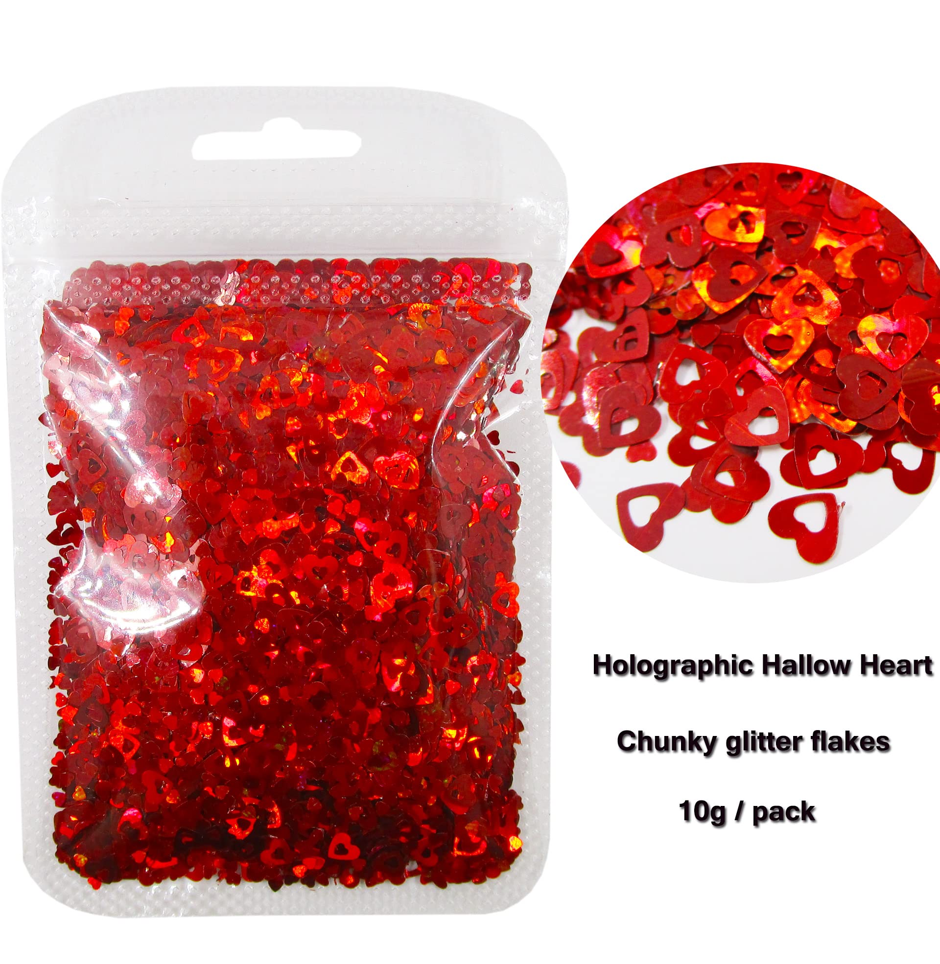 Amazon.com: LoveOurHome 60g Valentine Holographic Heart Chunky