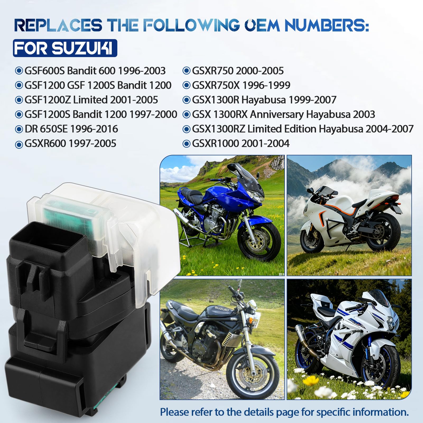 Relais Démarreur Solénoïde 12V Moto Suzuki – Compatible GSF1200 Bandit, GSX1300R, GSX-R600/750