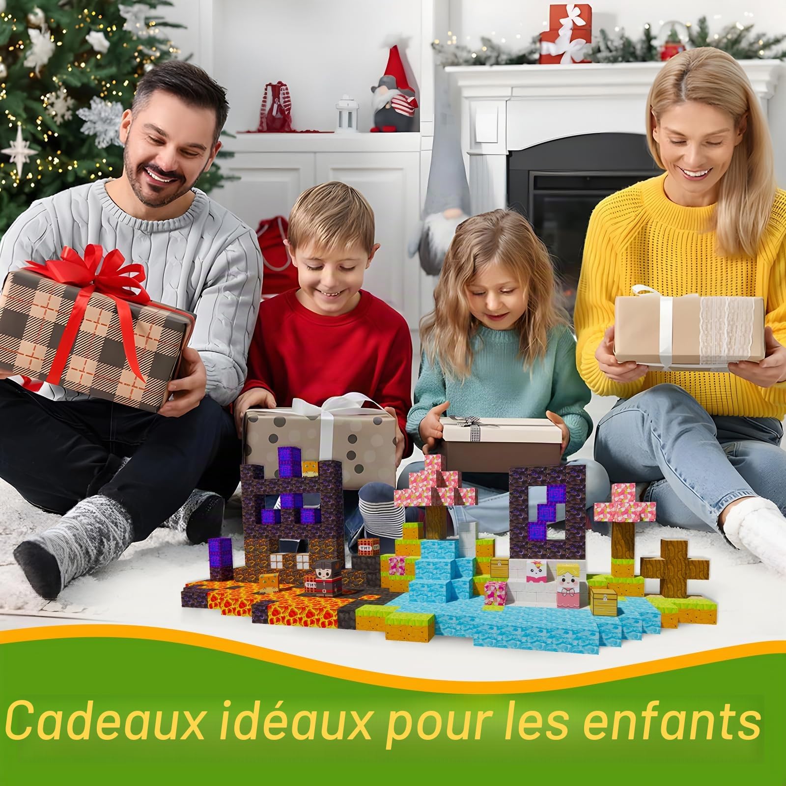 Lot de 176 Blocs de Construction magnétiques, 2,5 cm, Blocs sensoriels Monde Magnétique, pour Enfants à partir de 3 Ans, Cadeau pour garçons et Filles