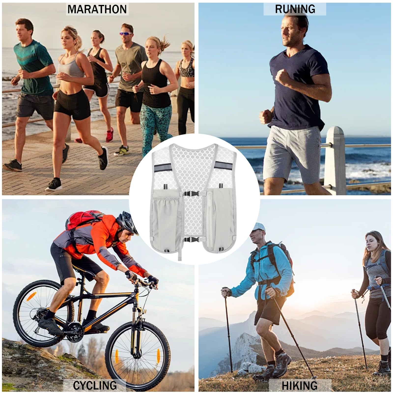 GWAWG Chaleco de running unisex con soporte para teléfono y almacenamiento ajustable, para running, ciclismo, senderismo, trail running y maratón