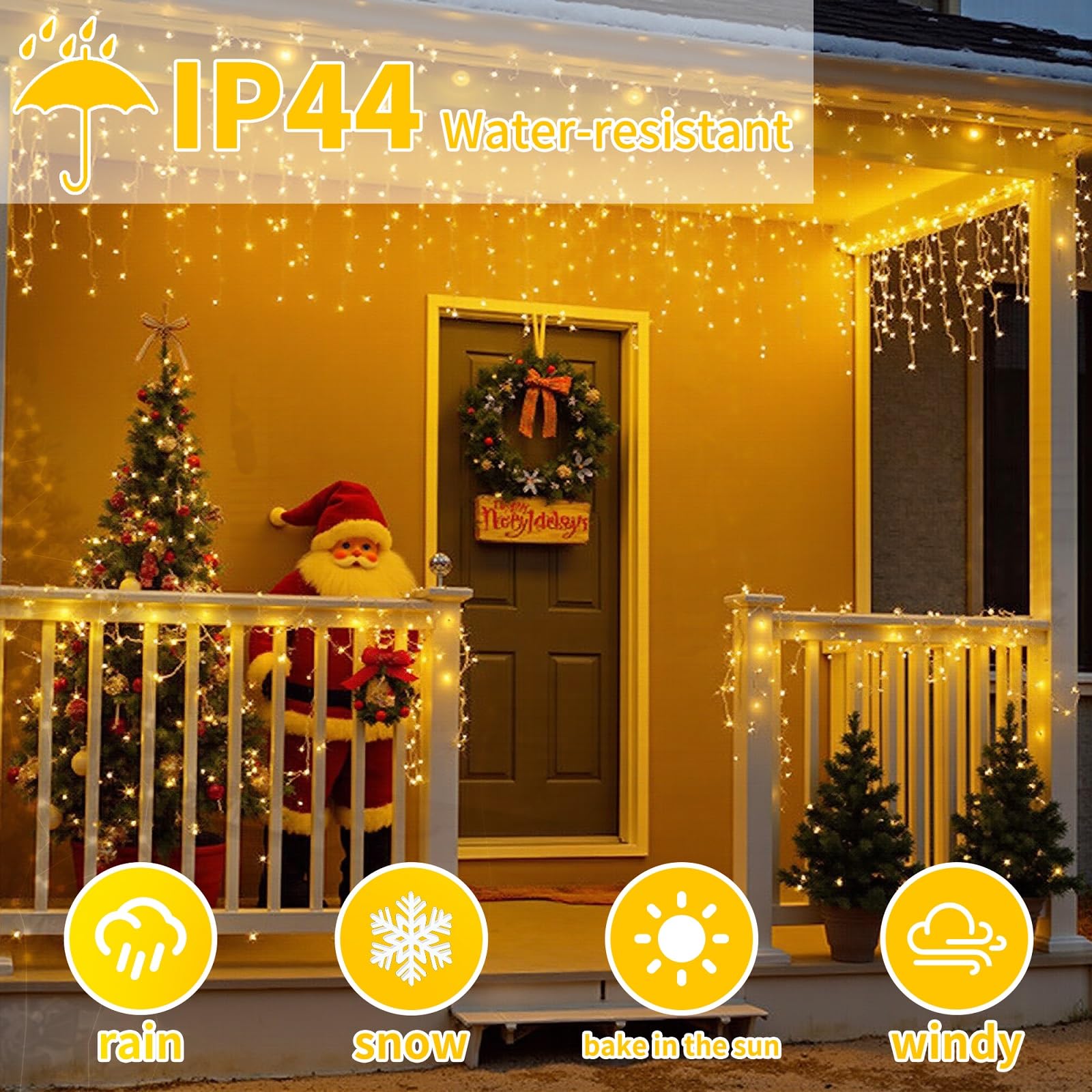 CNMTCCO Cortina de Luces, 300 LED 3x3m 8 Modos Cadena de Luces con Remoto,Alimentadas por USB, Resistente al Agua, Guirnaldas Luminosas para Navidad, Ventanas, Fiestas, Bodas, Interior, Exterior