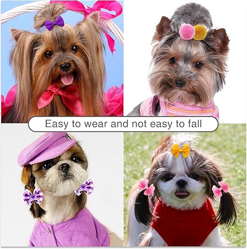 Miniatura 2 de 80 lazos para el pelo de perro, lindos lazos para cachorros con bandas de goma, accesorios de aseo para el pelo de Yorkie a granel, lazos para